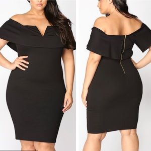Fashion Nova Off the shoulder Black Dress Size 3X